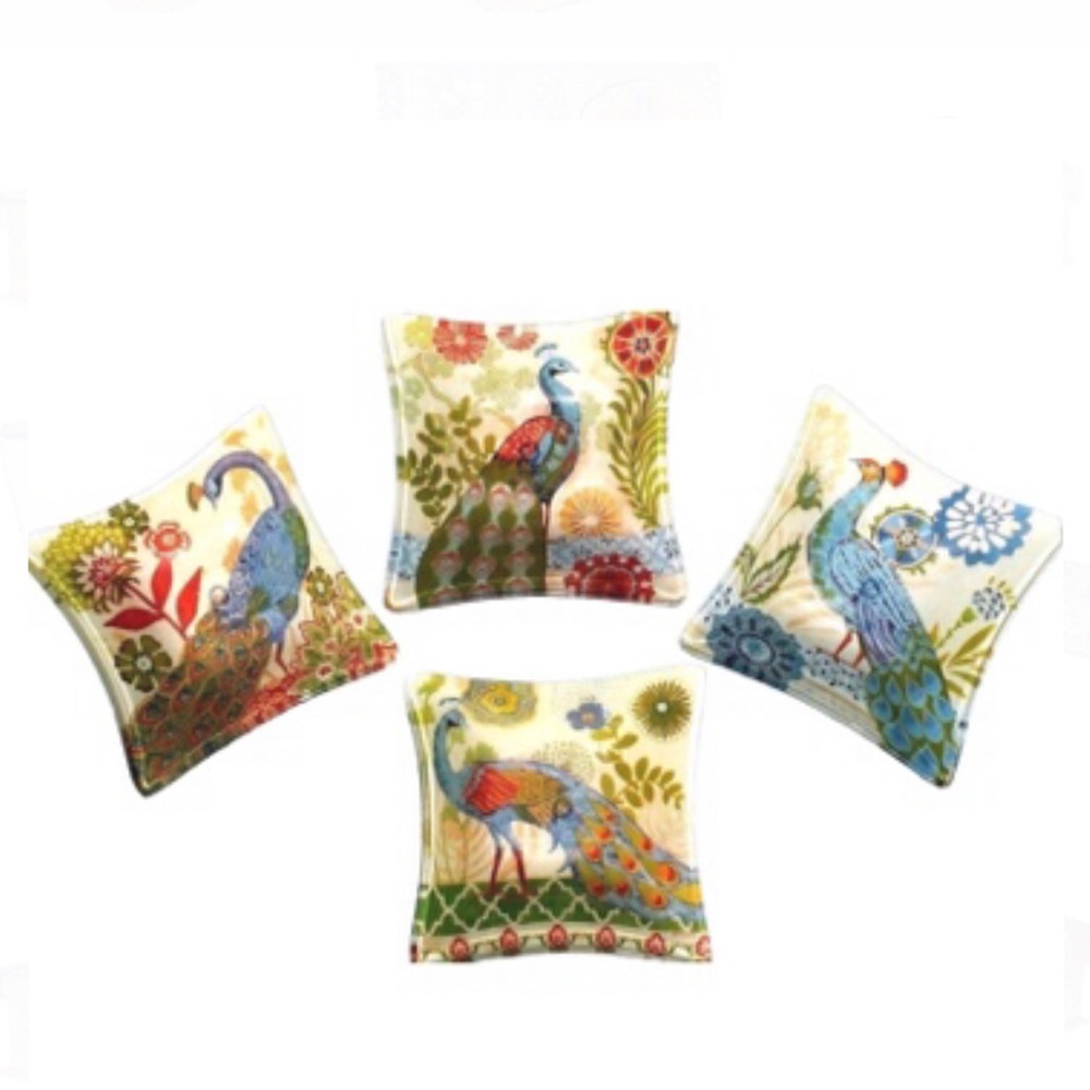 Prima Design Peacock Glass Trinket Bowls (4730), Set of 4